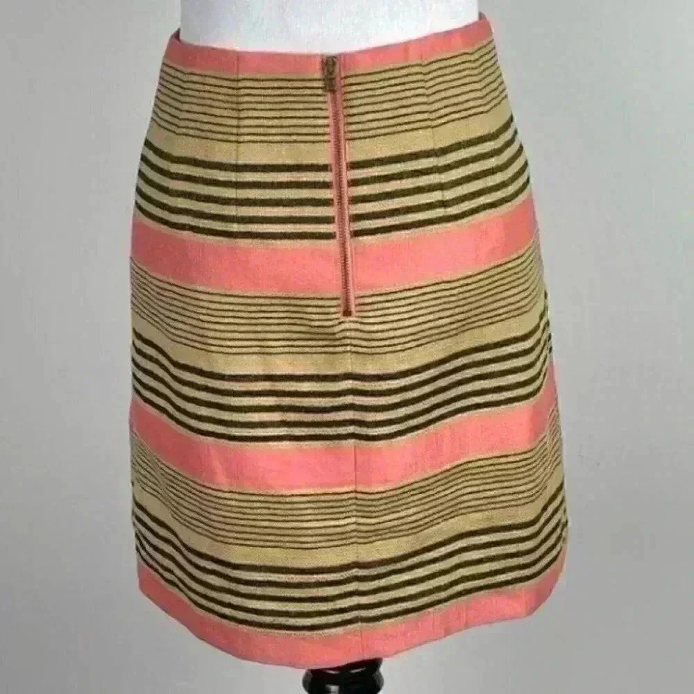 Ann Taylor loft skirt sz 00 linen striped Pencil career - Picture 4 of 9